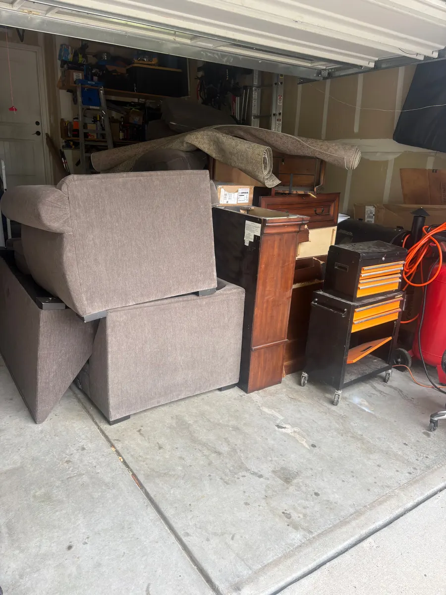 A packed Aurora garage, before and after: before