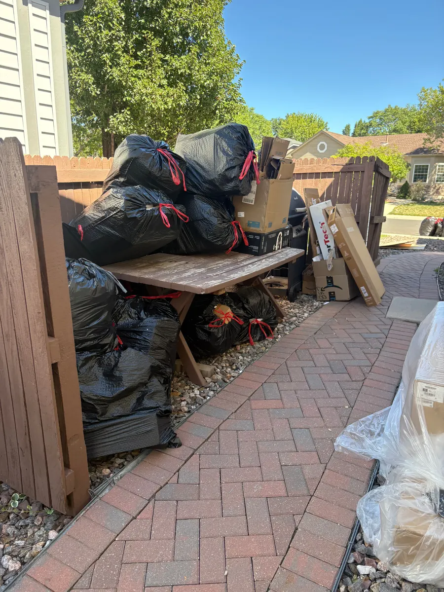 A side-yard cleanup, before and after: before